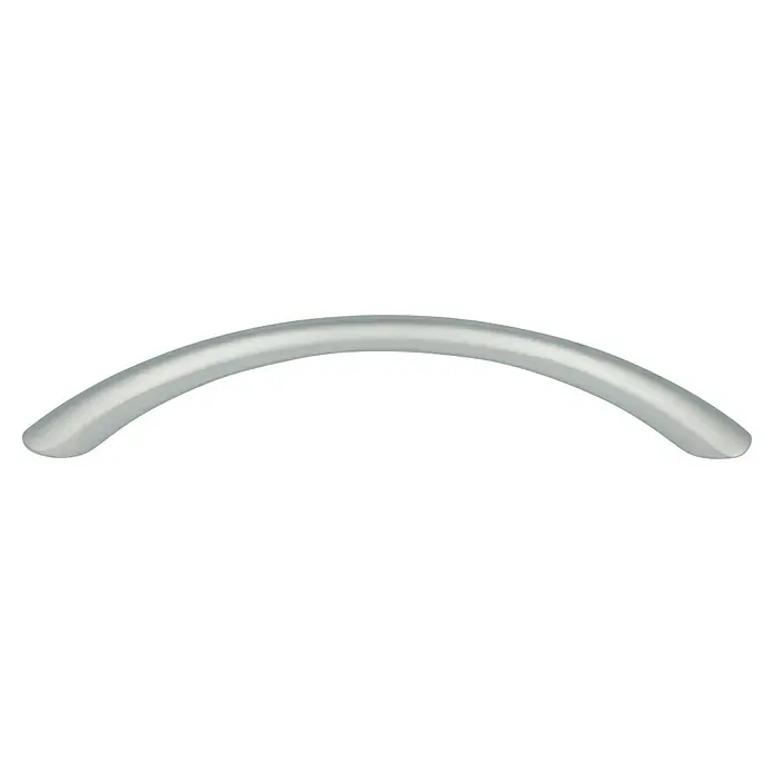 Häfele Tirador para muebles - L x An x Al: 113 x 9 x 24 mm, Tipo de tirador del mueble: Estribo, Distancia entre orificios: 96 mm, Otros, Cromado, Mate - Primer plano de una pieza de plástico curvada y transparente, parecida a una protección o componente para gafas.