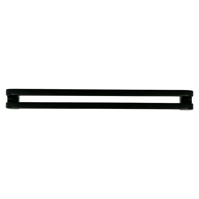 Häfele Tirador para muebles - Tipo de tirador del mueble: Estribo, L x An x Al: 170 x 28 x 18 mm, Negro - Un primer plano de un parachoques negro de coche, destacando su elegante acabado y diseño robusto. Ideal para amantes de coches.