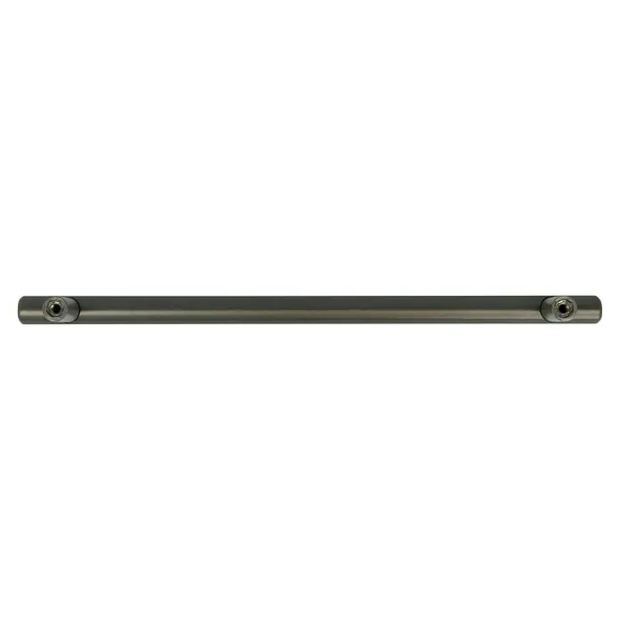 Häfele Tirador para muebles - Tipo de tirador del mueble: Estribo, L x An x Al: 232 x 35 x 12 mm, Acero, Otros - La imagen muestra una vista detallada de un dispositivo cilíndrico plateado o metálico con dos aberturas en cada extremo.