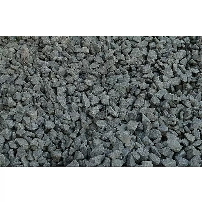 Gabiona Bruchstein Granodiorit - Grau, 1.000 kg - Haufen aus grauem Schotter, geeignet für Bauprojekte oder Landschaftsgestaltung.