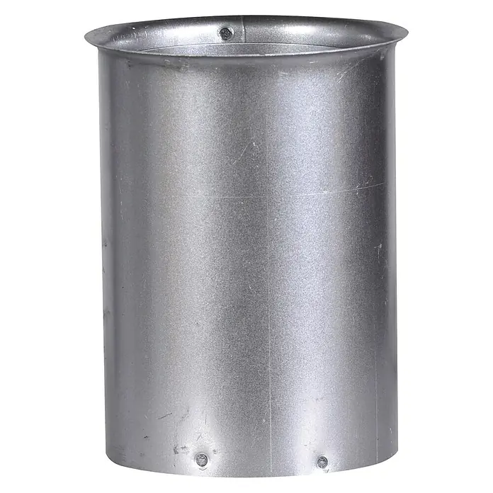 Firefix Doppelwandfutter - Durchmesser: 80 mm, Feueraluminiert, Silbergrau - Ein zylindrisches, silberfarbenes Metallrohr mit verstärktem Rand. Es wird im Lüftungsbereich verwendet.