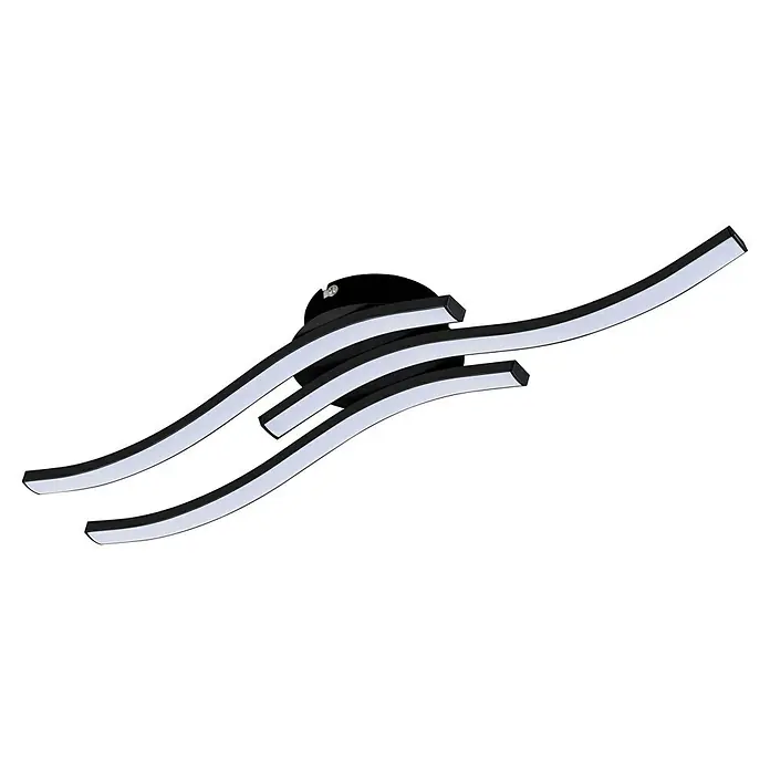 Tween Light LED-Deckenleuchte Onda - 18 W, L x B x H: 56,5 x 12 x 6,3 cm, Schwarz, Warmweiß - Moderne LED-Deckenleuchte in geschwungenem Design mit schwarzem Rahmen und weißem Lichtband, ideal für stilvolle Raumbeleuchtung.