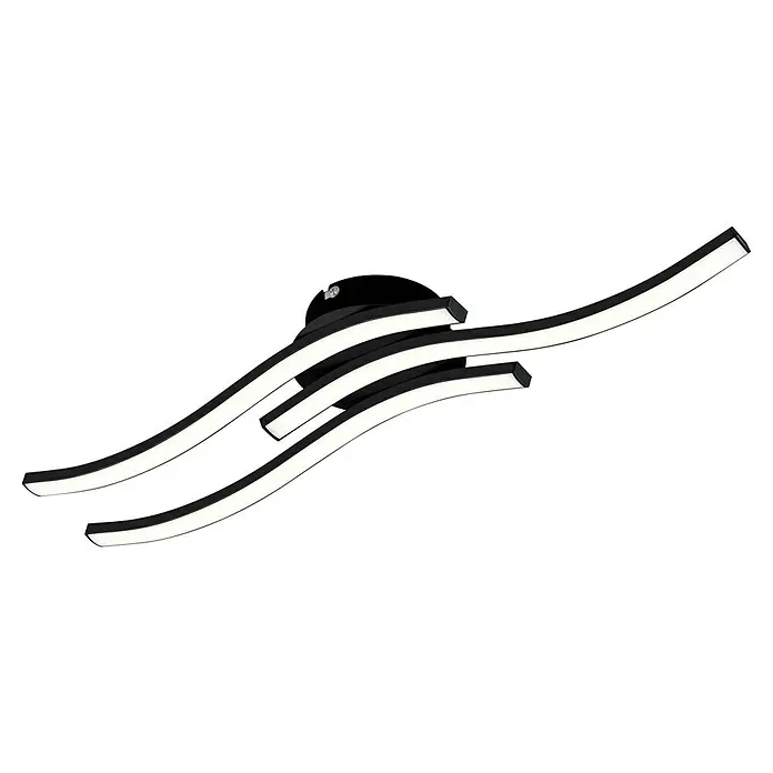 Tween Light LED-Deckenleuchte Onda - 18 W, L x B x H: 56,5 x 12 x 6,3 cm, Schwarz, Warmweiß - Moderne LED-Deckenleuchte in geschwungenem Design mit schwarzem Rahmen und hellem Lichtband für stilvolle Beleuchtung.