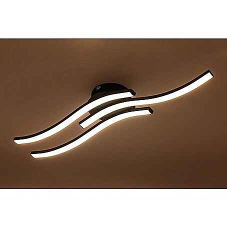 Tween Light LED-Deckenleuchte Onda (18 W, L x B x H: 56,5 x 12 x 6,3 cm, Schwarz, Warmweiß)