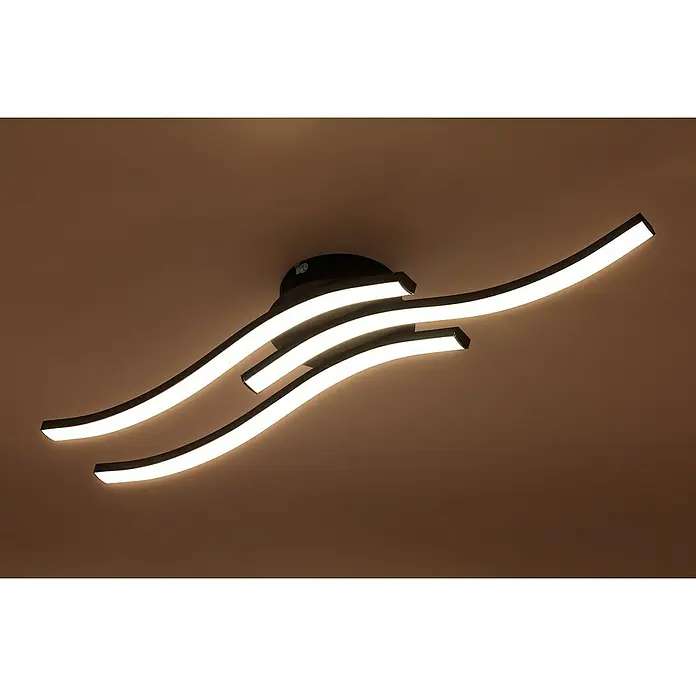 Tween Light LED-Deckenleuchte Onda - 18 W, L x B x H: 56,5 x 12 x 6,3 cm, Schwarz, Warmweiß - Moderne Deckenleuchte mit geschwungenen LED-Leuchten. Das minimalistische Design sorgt für eine stilvolle Beleuchtung im Raum.