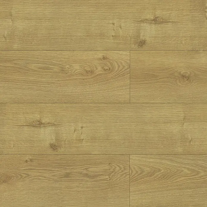 LOGOCLIC Laminado Roble Cárpatos - 1.380 x 193 x 10 mm, Roble CÃ¡rpatos, AC4 - Un primer plano de un suelo laminado de roble claro, que muestra un patrón de vetas de madera natural y un aspecto cálido y acogedor.