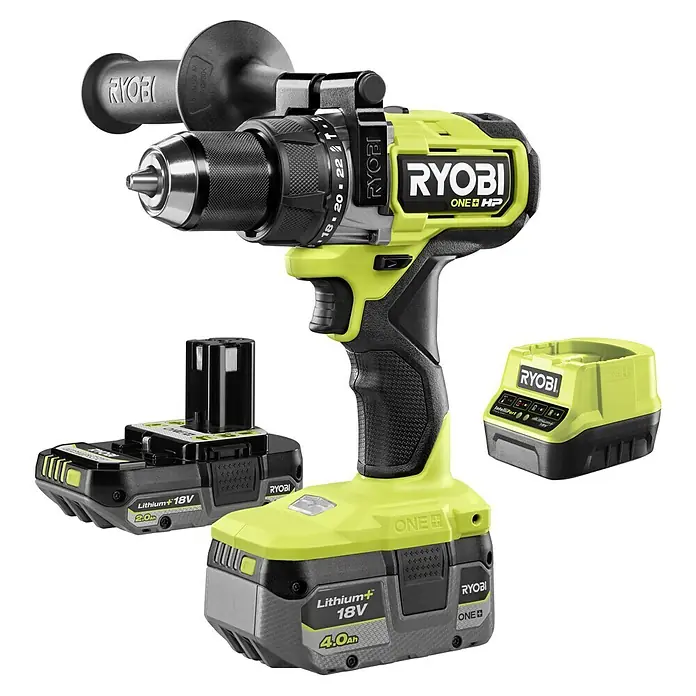 Ryobi ONE+ Akku-Schlagbohrschrauber RPD18X-242S - 18 V, 2 Akkus, 2 Ah - 4 Ah, 95 Nm - Akku-Bohrschrauber von Ryobi mit 18 V Lithium+ Akku, 4,0 Ah und Ladegerät. Ideal für Heimwerker und professionelle Anwender.