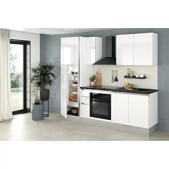 Marinelli Cucine Vormontierte Küchenzeile Gianna Marmor - Breite: 245 cm, Weiß, Anschlag links, Mit Elektrogeräten - Stimmungsaufnahme