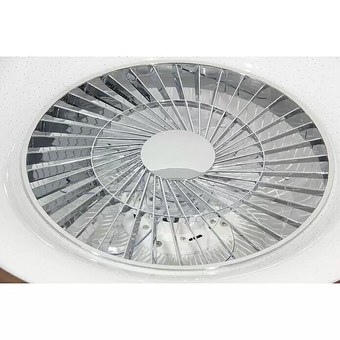 Voltomat Deckenventilator mit LED-Beleuchtung - Braun/Silber, 57 cm, 40 W - Weißer Deckenventilator mit integrierter Leuchte, verchromtem Schutzgitter und Flügeln.