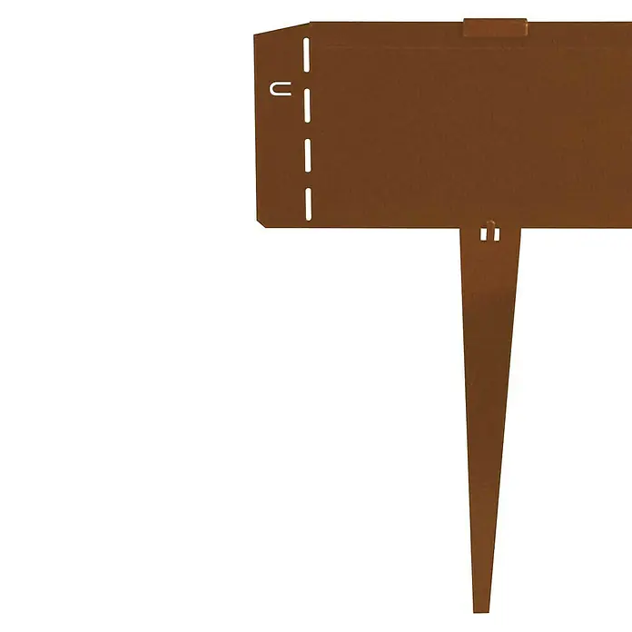 Bellissa Bodenanker RK 13 - Passend für: Bellissa Rasenkanten mit 13 cm Höhe - Detailaufnahme eines braunen Rasenkantenstechers aus Kunststoff, ideal für präzise Gartenarbeiten und Beetbegrenzungen.