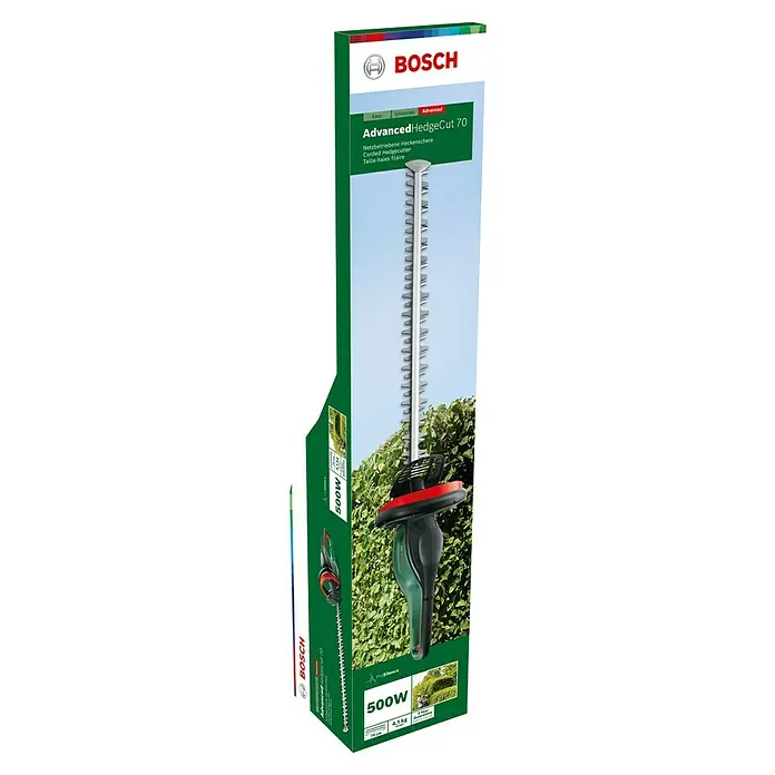 Bosch Power for All 36V Akku-Heckenschere AdvancedHedgeCut 36V-65-28 - 36 V, Li-Ionen, 1 Akku - Eine grüne Verpackung für die Bosch Advanced HedgeCut 70 Heckenschere. Die Heckenschere ist leistungsstark und für den anspruchsvollen Gebrauch geeignet.