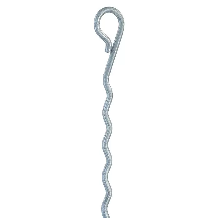 Bellissa Pflanzenstütze Mainau - 70 cm, Silber - Verzinkter, wellenförmiger Metall-Erdanker mit oberer Schlaufe.