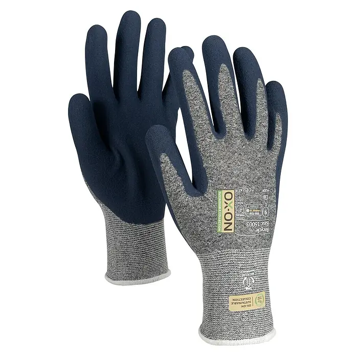 OX-ON Arbeitshandschuhe Recycle Basic 16003 - Grau, 10 - Ein Paar OX-ON Recycle Basic 16003 Arbeitshandschuhe, ideal für verschiedene Aufgaben, die Schutz und Flexibilität erfordern.