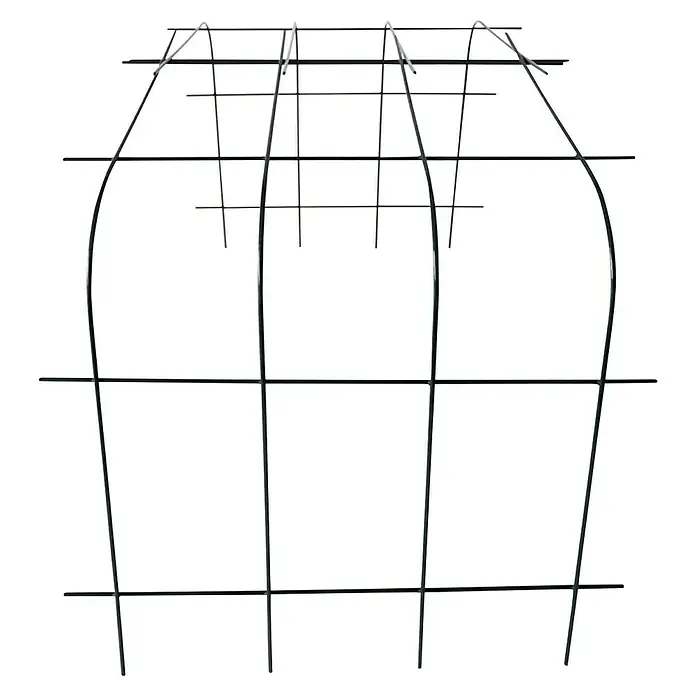 Bellissa Pflanzenstütze Annabelle - 57 x 65 x 60 cm - Nahaufnahme einer Tomatenpflanzstütze aus Metall, die Pflanzen Halt und Struktur bietet.