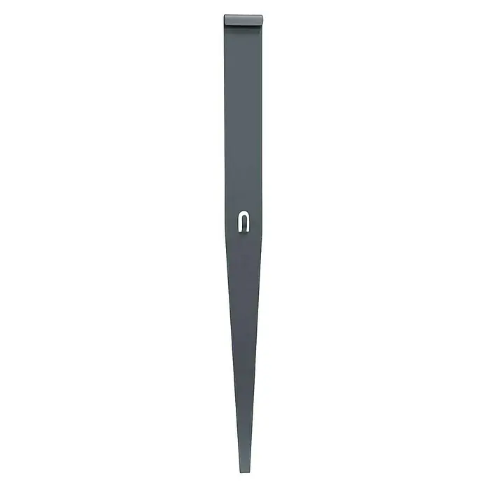 Bellissa Bodenanker RK 20 - L x B x H: 3,6 x 0,75 x 43 cm, Metall - Das Bild zeigt einen stilvollen, grauen Vorhang, der sich perfekt für die Verdunkelung von Räumen eignet und einen Hauch von Eleganz verleiht.