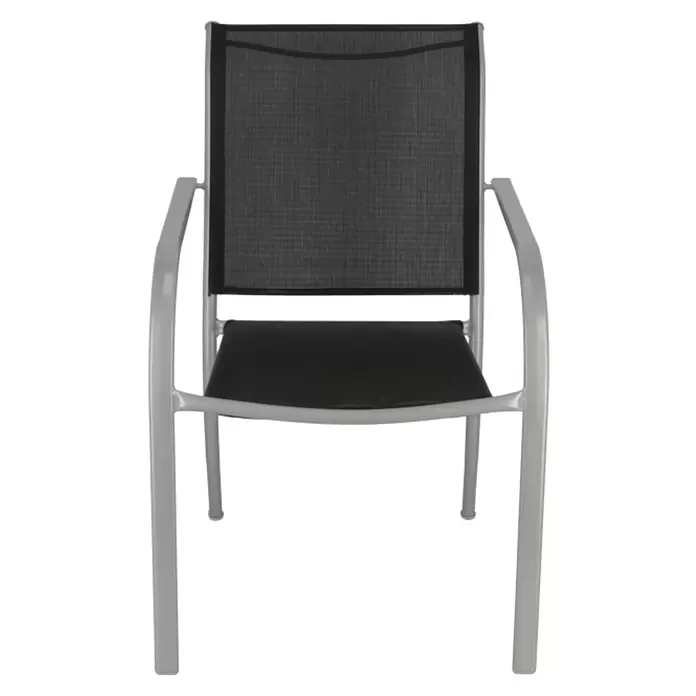 Sunfun Amy Gartenstuhl - Stapelbar, Schwarz, Silber, B x T x H: 56 x 66 x 86 cm