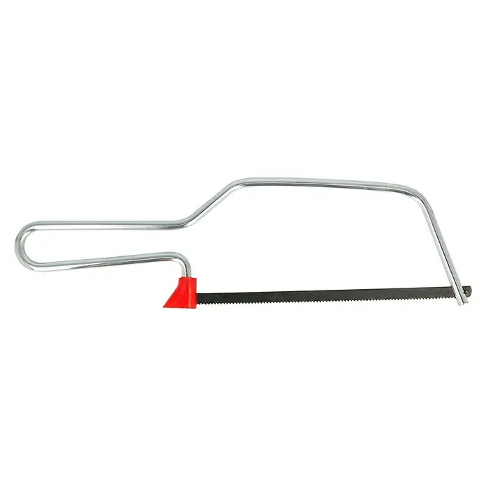 Wisent Metall- & Haushaltssägen-Set - 7 -tlg., Blattlänge: 150 mm - Detailaufnahme einer Metallsäge mit silbernem Rahmen, rotem Griff und scharfem Sägeblatt, ideal für präzise Schnitte.