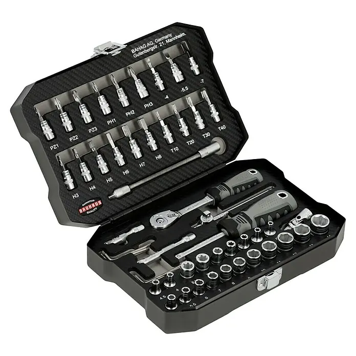 Wisent Steckschlüssel-Set WIL 53 - 53 -tlg., Antriebsgröße: ¼″ - Werkzeugkasten mit verschiedenen Schraubendreher-Bits, Steckschlüsseln und Ratschen für Reparaturen und Heimwerkerarbeiten.