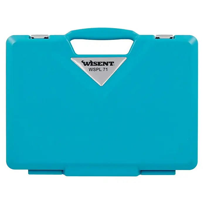 Wisent Steckschlüssel-Set WSPL 7171 -tlg., Antriebsgröße: ¼″ - Helle, blaue WISENT Wassertransportbox W SPL 71 mit silbernem Etikett. Stabiles, leichtes Design für den einfachen Transport von Flüssigkeiten.