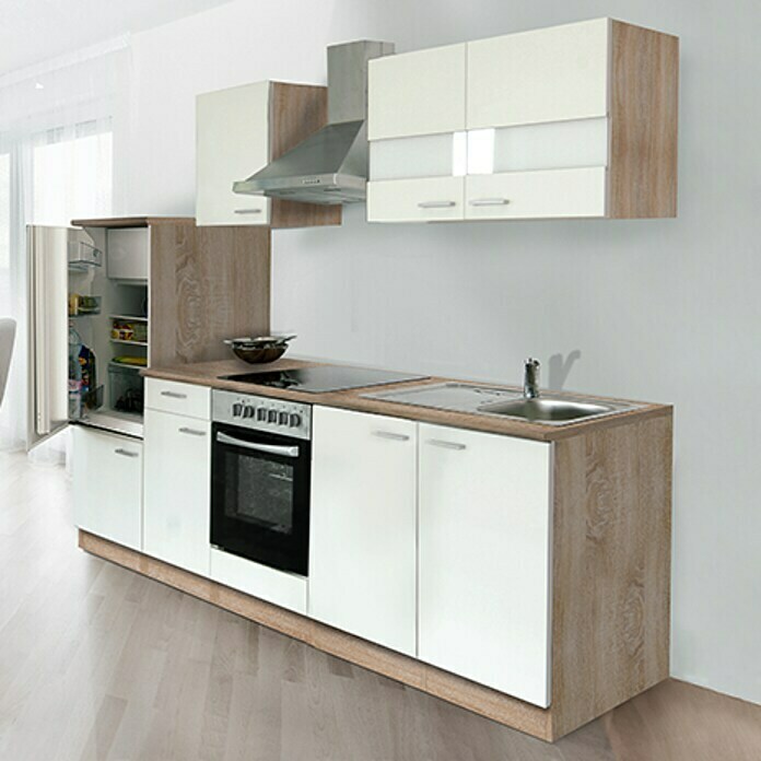 Respekta Composición de cocina (Ancho: 270 cm, Con dispositivos eléctricos, Blanco)