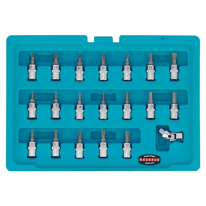 Wisent Steckschlüssel-Set WSPL 52 - 52 -tlg., Antriebsgröße: ¼″ - Ein Set mit diversen Schrauberbits, inklusive PZ1 bis PZ2, PH1 bis PH2, Schlitz- und Torx-Bits, sowie H3 bis H6 und einem Bauhaus-Qualitätssiegel.