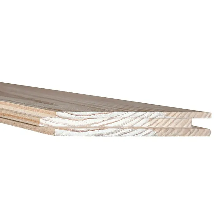 Suelo de madera maciza de pino machihembrada - 220 x 14,5 x 1,7 cm - Detalle de tablas machihembradas de madera que muestran un sistema de conexión robusto y duradero, ideal para la construcción y el revestimiento.