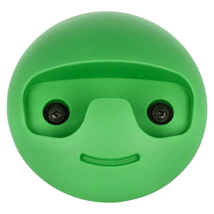 Häfele Gancho para colgar - Diámetro: 119,3 mm, Verde - Equipo de parque infantil verde en forma de cara con tornillos de montaje para uso en exteriores.