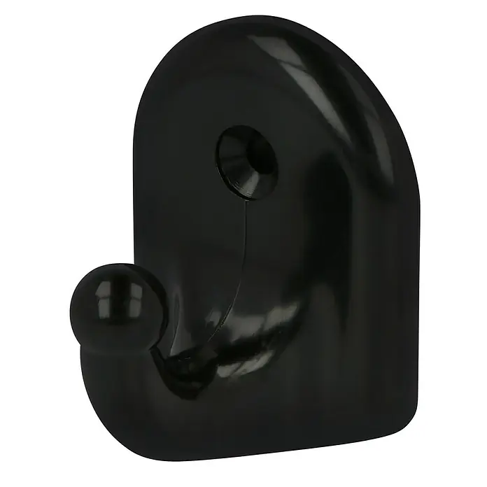 Häfele Gancho para colgar - Plástico, Negro - Primer plano de un perchero negro de pared con un diseño elegante y minimalista. Ideal para abrigos y complementos.