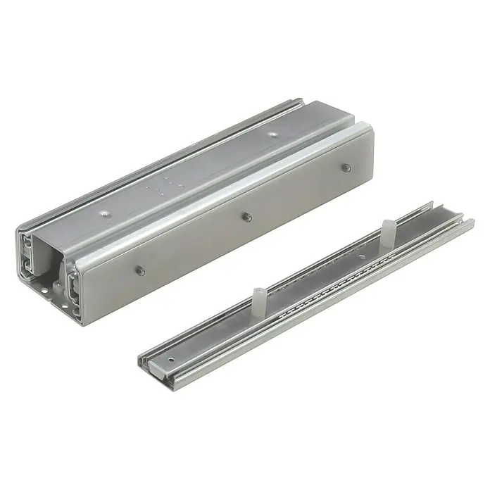 Set de guías para columna extraíble - 2 pzs., Específico para: Columnas despensero extraíbles - Guía de cajón: Dos rieles plateados para una apertura y cierre suaves, ideal para cajones y muebles.