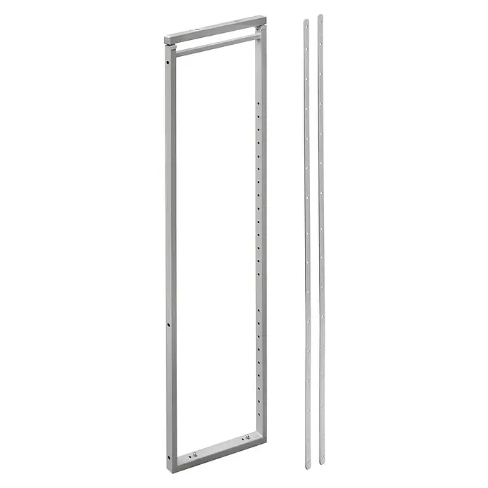 Columna despensero extraíble - L x An: 46 x 34 cm, Ajuste de altura: 185 cm - 217 cm, Cromo - Un marco de perchero de color plateado con dos barras adicionales que se pueden fijar a los lados.