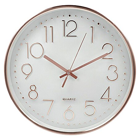 Wanduhr Lille (Durchmesser: 30 cm, Weiß/Rosé)