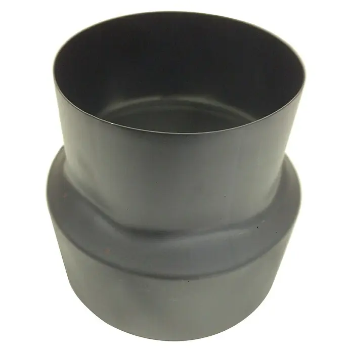 Ofenrohrreduzierung - Durchmesser: 150 mm - 120 mm, Wandstärke: 0,6 mm, Stahl, Gebläut - Abgebildet ist ein grauer Staubsaugeradapter aus Kunststoff, der sich ideal für verschiedene Staubsaugermodelle eignet und eine flexible Nutzung ermöglicht.