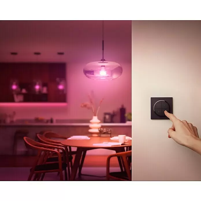 Philips Hue Lichtsteuerung Tap Dialswitch - 6 x 6 x 2 cm, Smart Home-fähig: Ja, Schwarz, Dimmbar - Anwendungsbeispiel