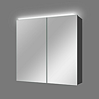 Camargue LED-Spiegelschrank Aluminio Black (B x H: 60 x 60 cm, Mit Beleuchtung, Aluminium, Schwarz)