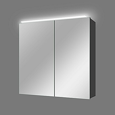 Camargue Spiegelschrank Aluminio Black (B x H: 60 x 60 cm, Schwarz)