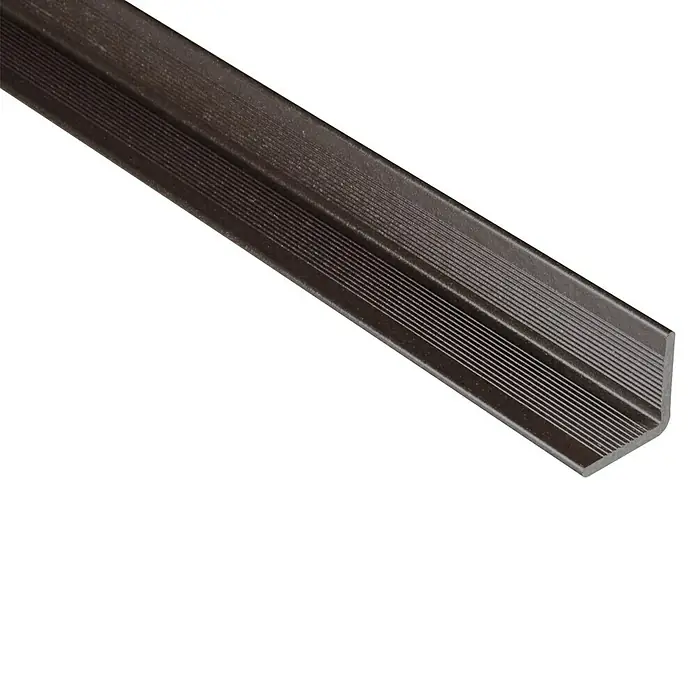 Kovalex Wandabschlussprofil - 250 x 4 x 4 cm, Graubraun, Holz - Braunes, rechtwinkliges Winkelprofil mit gerippter Oberfläche, ideal für Ecken- und Kantenschutz, sowie zur dekorativen Gestaltung von Oberflächen.