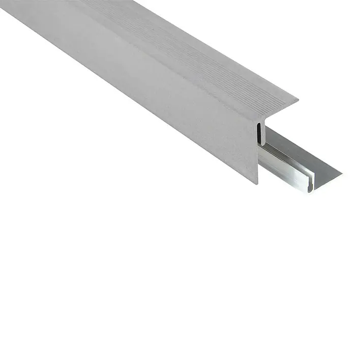 Kovalex Seitenabschlussprofil WPC - Grau, 250 x 4,7 x 6,2 cm, Aluminium - Graues Treppenkantenprofil für sicheren Halt und stilvolle Optik. Ideal für Treppenrenovierungen und Neubauten.