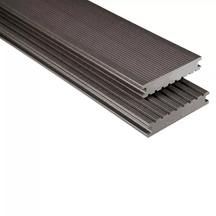 Kovalex WPC-Terrassendiele Massiv strukturo nach Maß - 300 x 14,5 x 2 cm, Grau-Braun - Detailaufnahme
