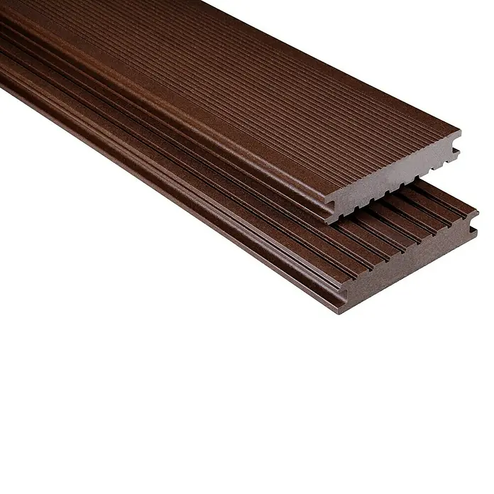 Kovalex WPC-Terrassendiele Massiv strukturo nach Maß - 300 x 14,5 x 2 cm, Schoko - Holz-Kunststoff-Verbundstoff-Terrassendielen in Braun. Das moderne Material ist robust, pflegeleicht und langlebig.