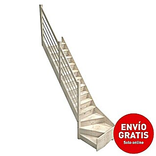 Sogem Escalera principal Trendy Eco (Ancho: 82 cm, 1/4 espiral izquierda, Altura de planta: 280 cm, Abeto)