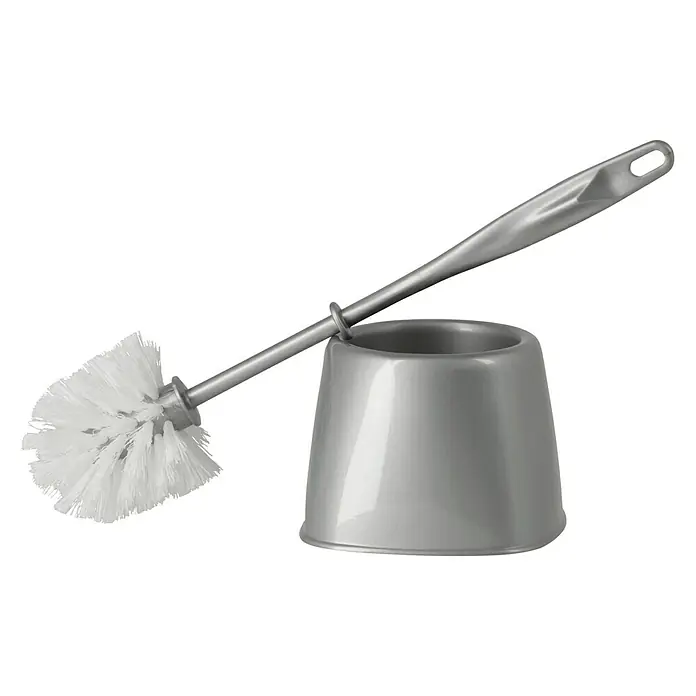 Poseidon WC-Bürstengarnitur Ewa - Silber, Kunststoff - Graue Toilettenbürste mit Halter, die Sauberkeit und Ordnung in jedes Badezimmer bringt. Das perfekte Badaccessoire für ein sauberes Zuhause.