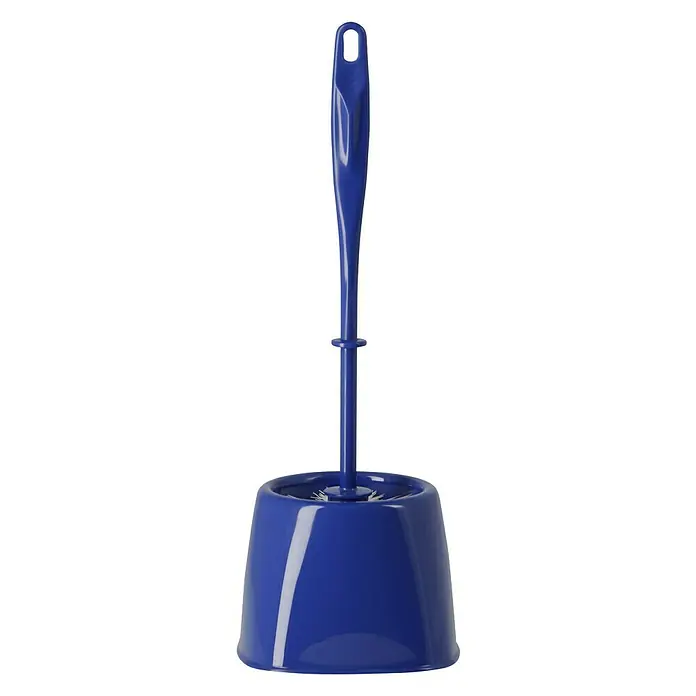 Poseidon WC-Bürstengarnitur Ewa - Marineblau, Kunststoff - Abgebildeter Artikel ist eine blaue Toilettenbürste mit Halterung, ein unverzichtbares Bad-Accessoire für Sauberkeit und Hygiene im Badezimmer.