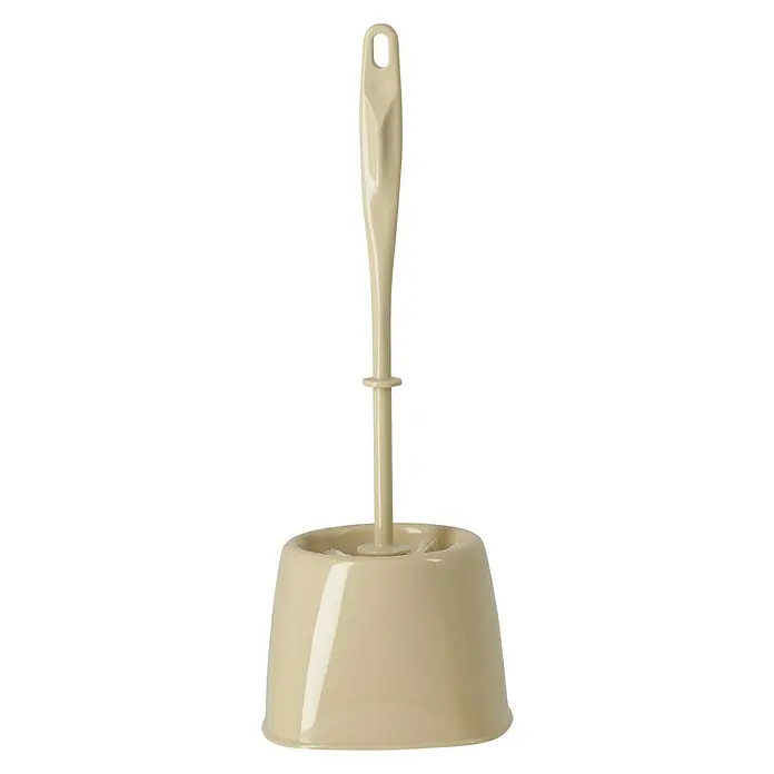 Poseidon WC-Bürstengarnitur Ewa - Beige, Kunststoff - Bild eines beigefarbenen WC-Bürsten-Sets mit Halterung, geeignet für die Badezimmerreinigung und -hygiene.