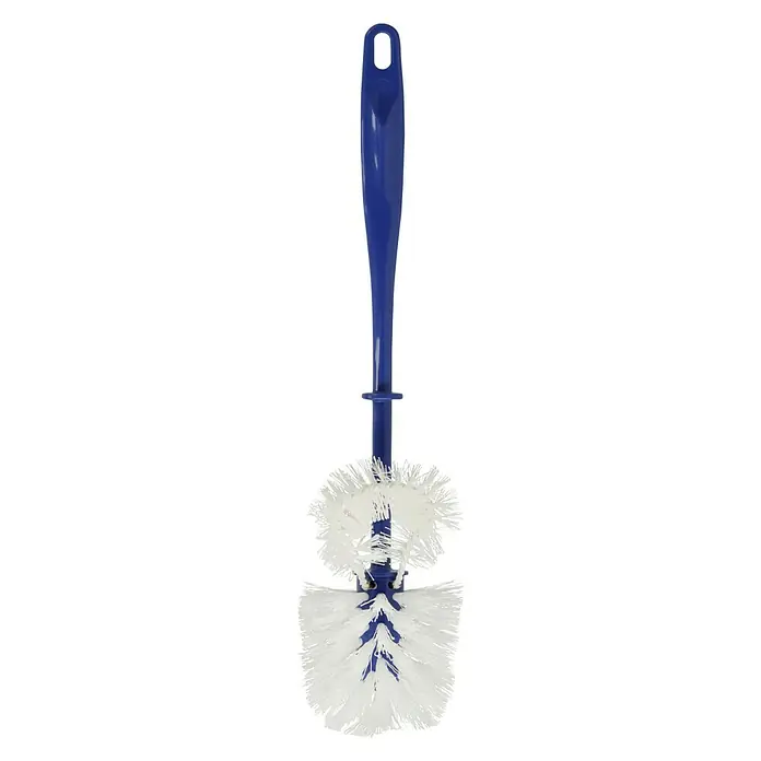 Poseidon WC-Bürstengarnitur Kuba Lux - Marineblau, Kunststoff - Eine blaue WC-Bürste mit weißem Bürstenkopf vor schwarzem Hintergrund. Das ideale Reinigungsgerät für jedes Badezimmer.