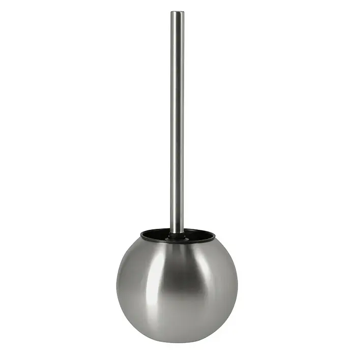 Venus WC-Bürstengarnitur Rumba - Höhe: 37 cm, Rund, Edelstahl, Matt - Abgebildete ist eine edle WC-Garnitur, die durch ihr schlichtes Design und die glänzende Oberfläche in Silber besticht. Praktisch und stilvoll!