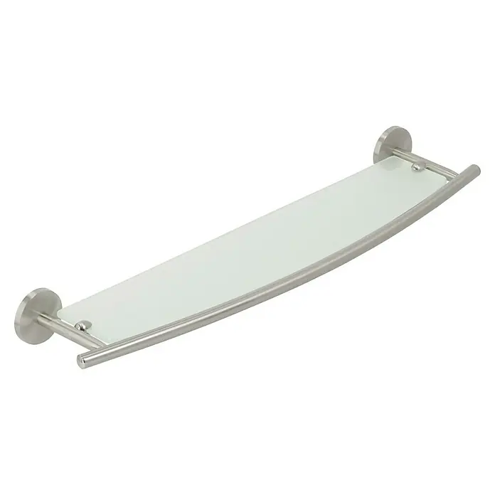 Venus Alosa Glasablage - Breite: 60,5 cm, Chrom, Matt - Ein stilvolles, gebogenes Wandregal aus Glas und Metall für das Badezimmer, ideal für die Aufbewahrung von Badutensilien und Accessoires.