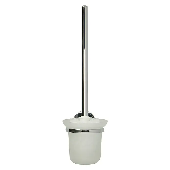 Venus Marina WC-Bürstengarnitur - Mit Halterung, Chrom, Glänzend - Ein WC-Bürstenhalter-Set mit einem schlanken, chromfarbenen Griff und einem satinierten Behälter für eine moderne Badezimmerausstattung.