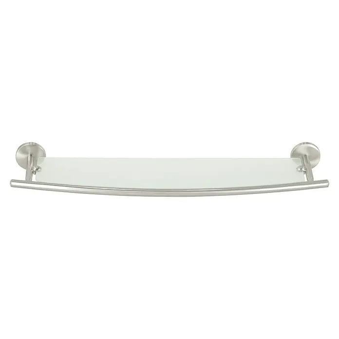 Venus Alosa Glasablage - Breite: 60,5 cm, Chrom, Matt - Ein elegantes Badezimmerregal mit einer satinierten Glasablage und einer Handtuchstange aus gebürstetem Nickel. Das Regal bietet praktischen Stauraum.