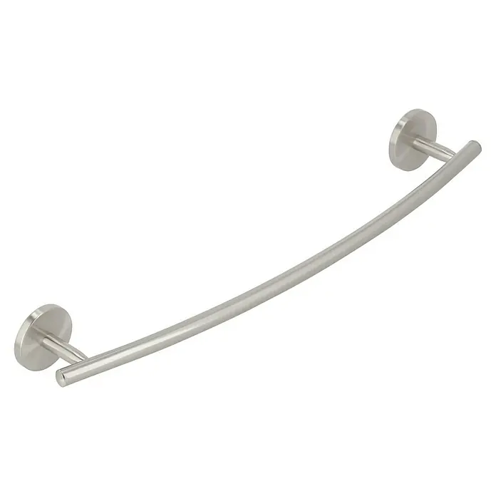 Venus Alosa Handtuchstange - Breite: 52 cm, Chrom, Matt - Eine gebogene Handtuchstange aus gebürstetem Nickel mit runden Halterungen für eine moderne Badezimmerausstattung.