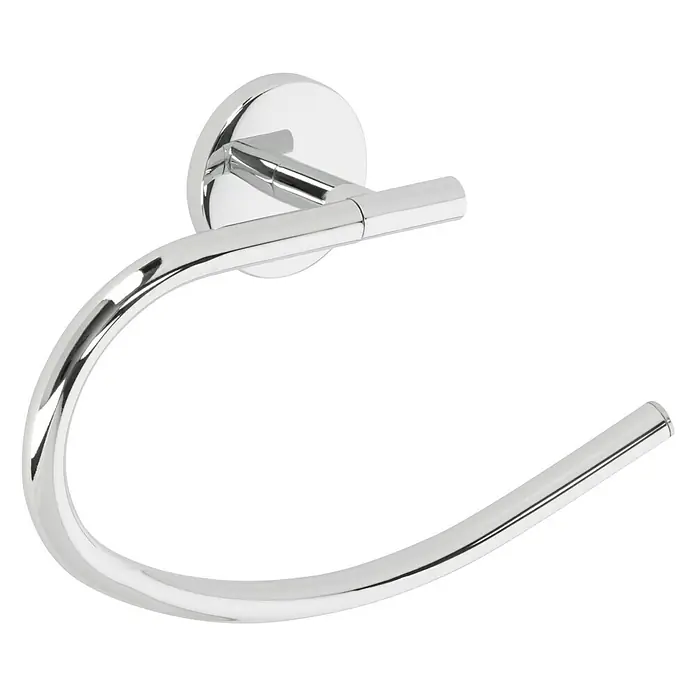 Venus Marina Handtuchring - Breite: 21 cm, Chrom, Glänzend - Ein glänzender, silberner Handtuchring ist an einer runden Halterung befestigt und bietet eine stilvolle Badlösung.